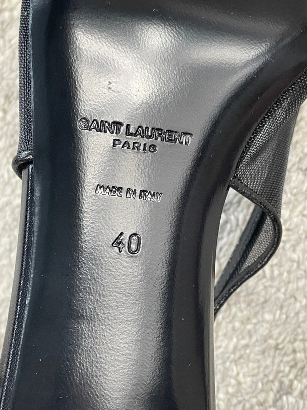 NIB Saint Laurent Oxalis Slingback Pumps Leather Mesh Kitten Heel Pointed Toe 40 - Picture 15 of 16